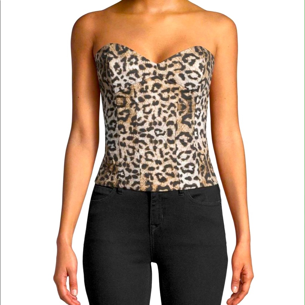 NICOLE MILLER LEOPARD BUSTIER
